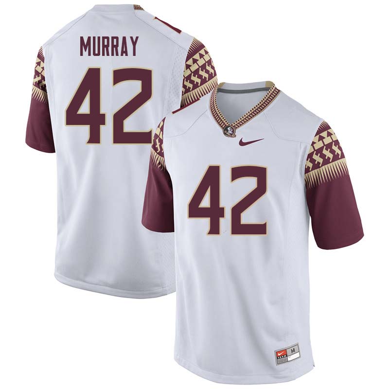 Men #42 Garrett Murray Florida State Seminoles College Football Jerseys Sale-White - Click Image to Close